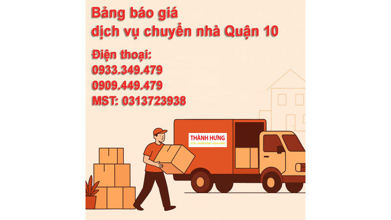 Bảng báo giá dịch vụ chuyển nhà Quận 10
